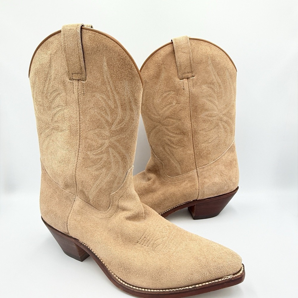 Tony Mora Handmade Suede Leather Cowboy Boots Men 10 Western Snip Toe Spain